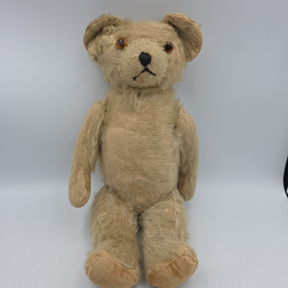 Antique Ideal 16" Mohair Teddy Bear with Glass Eyes